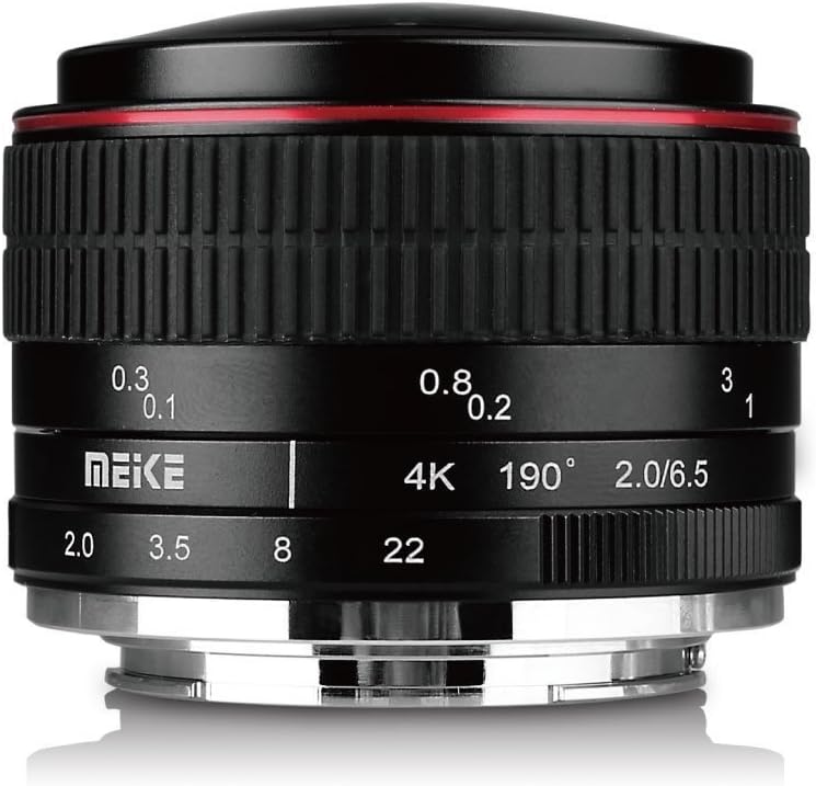 Meike MK 6,5 mm f/2.0 Kreisförmige Objektiv Fisheye für Sony E-Mount Kameras NEX 5 A6000 A6300 A6400