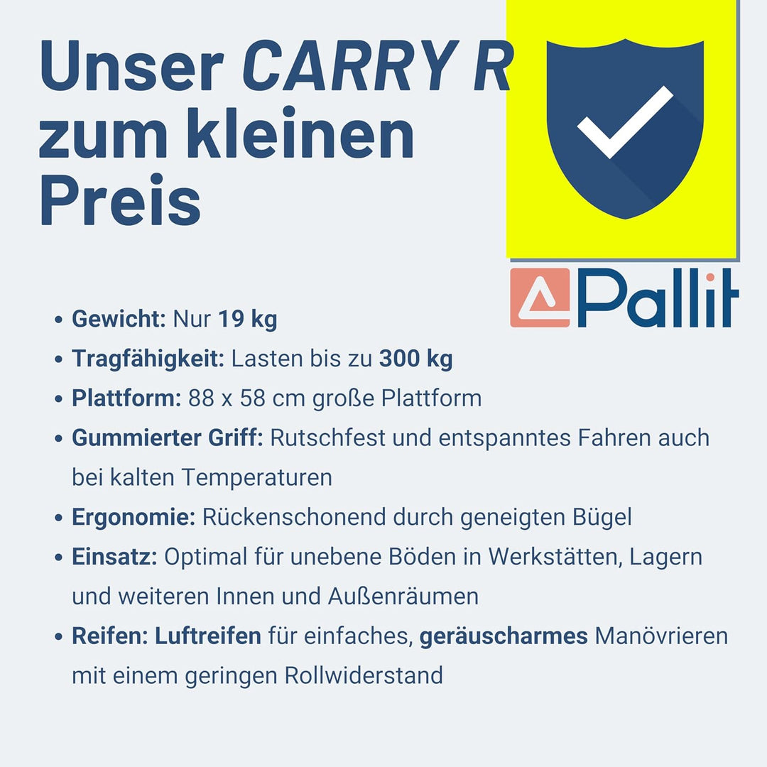 Pallit Transportwagen klappbar 300kg Rollwagen mit lenkbarer Luftbereifung Anti-Rutsch Plattformwage