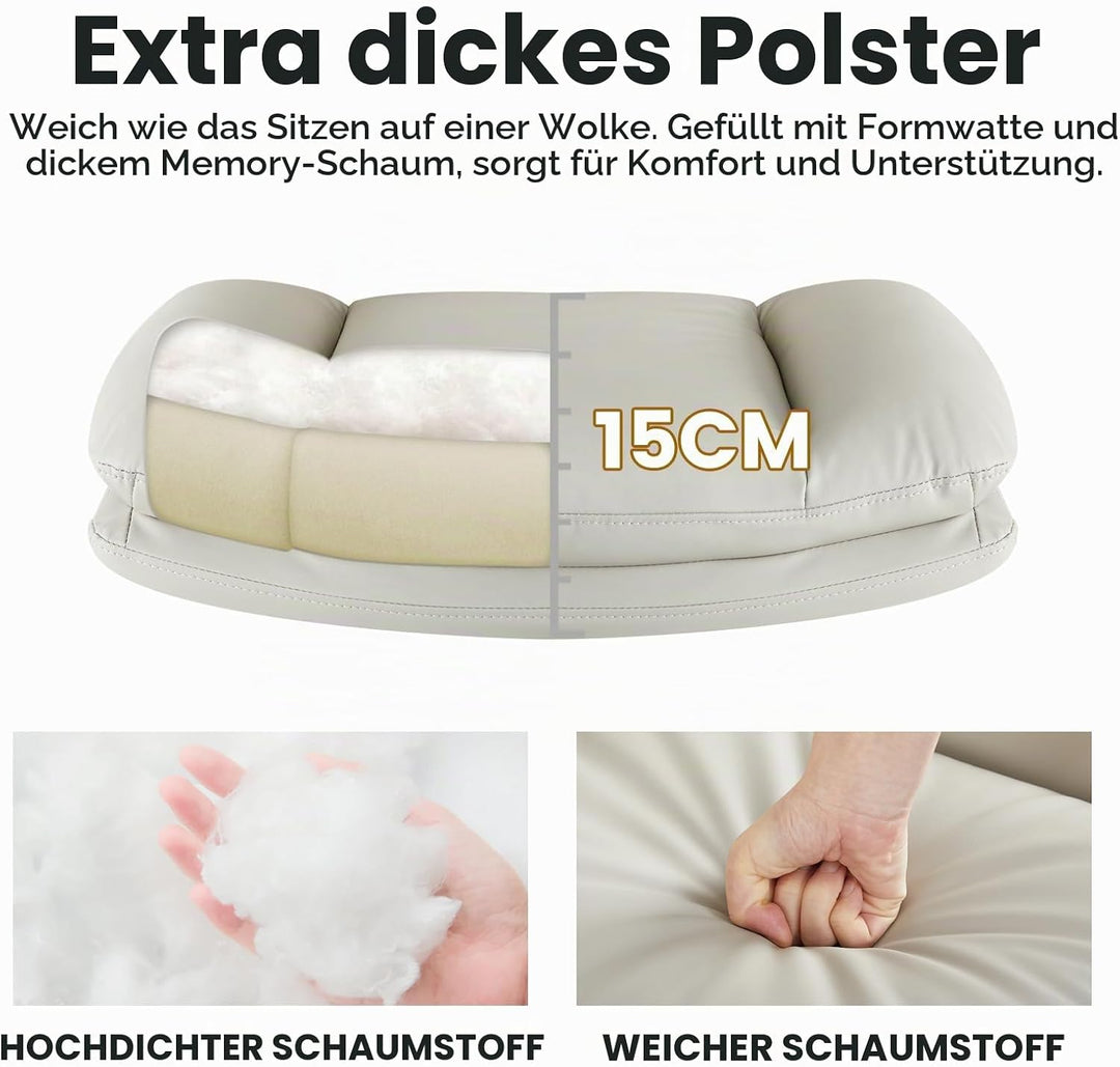IWMH Bürostuhl ohne Armlehne, schneidersitz Stuhl mit Rollen, Höhenverstellbar Breiter Schreibtischs