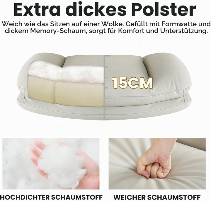 IWMH Bürostuhl ohne Armlehne, schneidersitz Stuhl mit Rollen, Höhenverstellbar Breiter Schreibtischs