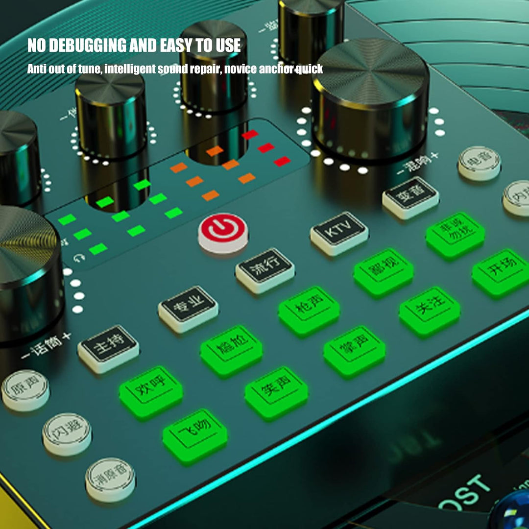 DJ-Mixer-Soundkarte, Multifunktionales Dual-Channel-Sound-Mixer-Kit, Live-Soundkarte, Professionelle