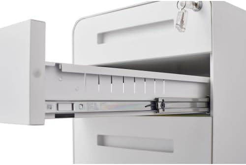 Abschliessbarer Rollcontainer mit 3 Schubladen – Mobiler Aktenschrank aus Metall mit 5 Sicherheitsro