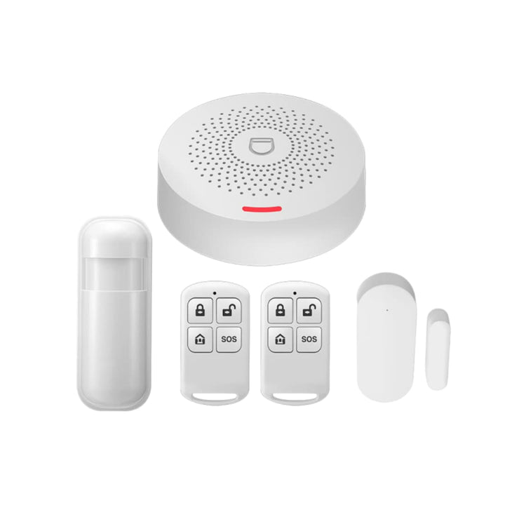 JANDEI - WiFi-Alarm System mit Sirene, Magnetdetektor, Türsensoren, Fernbedienung. Steuerung per Han