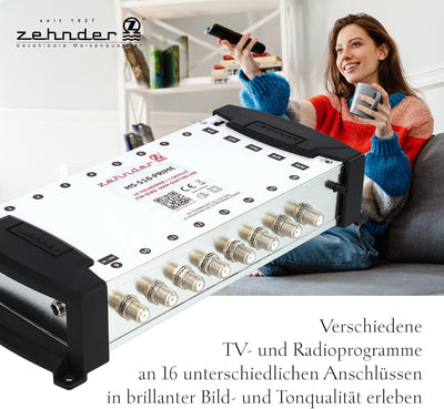 Zehnder 5/16 Multischalter 16 Teilnehmer 1 Satellit - Regelbare Terrestrik - Quattro und Quad LNB ge