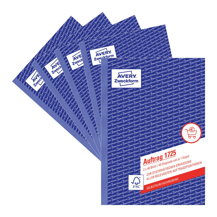 AVERY Zweckform 1725-5 Auftrag (A5, 2x40 Blatt, selbstdurchschreibend mit farbigem Durchschlag, zur