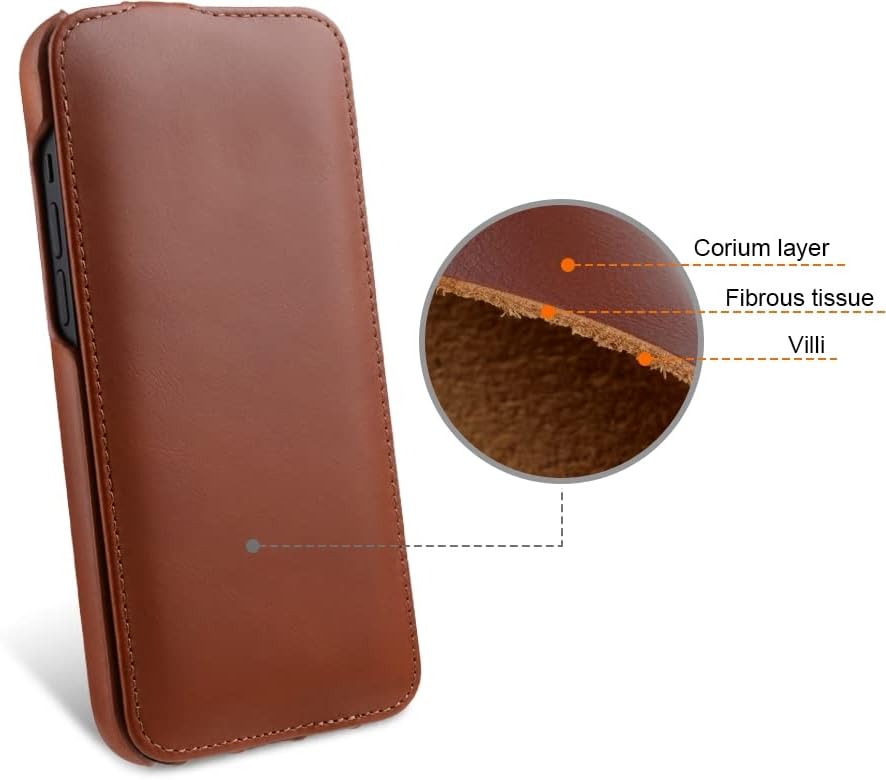 STILGUT UltraSlim kompatibel mit iPhone 14 Plus (6.7") Hülle - iPhone 14 Plus Flip Case aus Leder, K