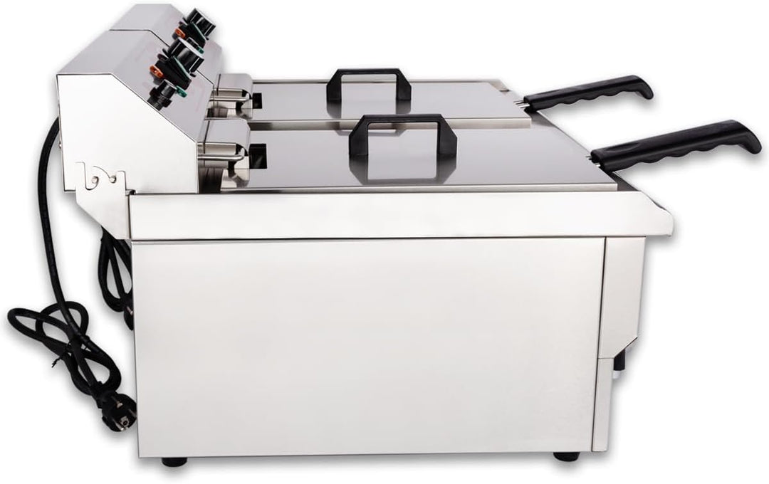 Beeketal 'BWF-162P' Profi Gastronomie Doppel Kaltzonen Fritteuse (2 x 16 Liter Volumen für max. 2 x
