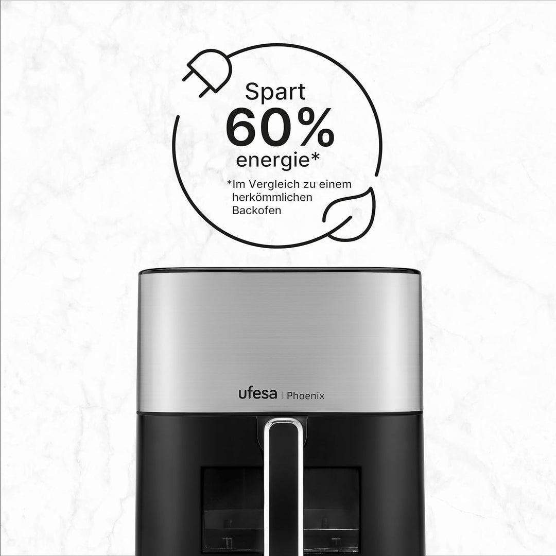 Ufesa Phoenix, Air Fryer mit Dampf, Doppelter Widerstand, 6 L, 1800 W, 10 Vorprogrammierte Programme