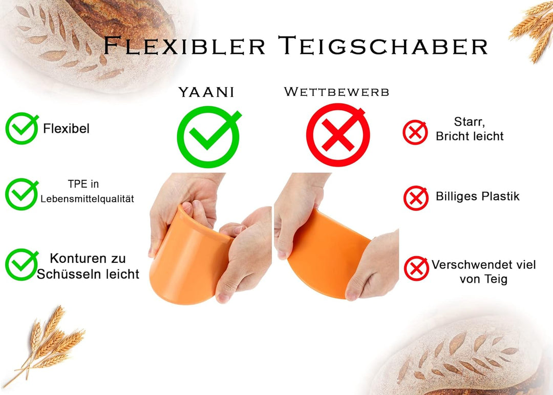 YAANI Gärkörbchen, brot backen zubehör, Set bestehend aus 2 runden und ovalen Banneton-Gärkörben, 22