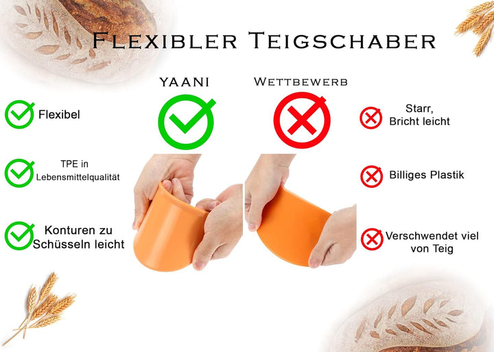 YAANI Gärkörbchen, brot backen zubehör, Set bestehend aus 2 runden und ovalen Banneton-Gärkörben, 22