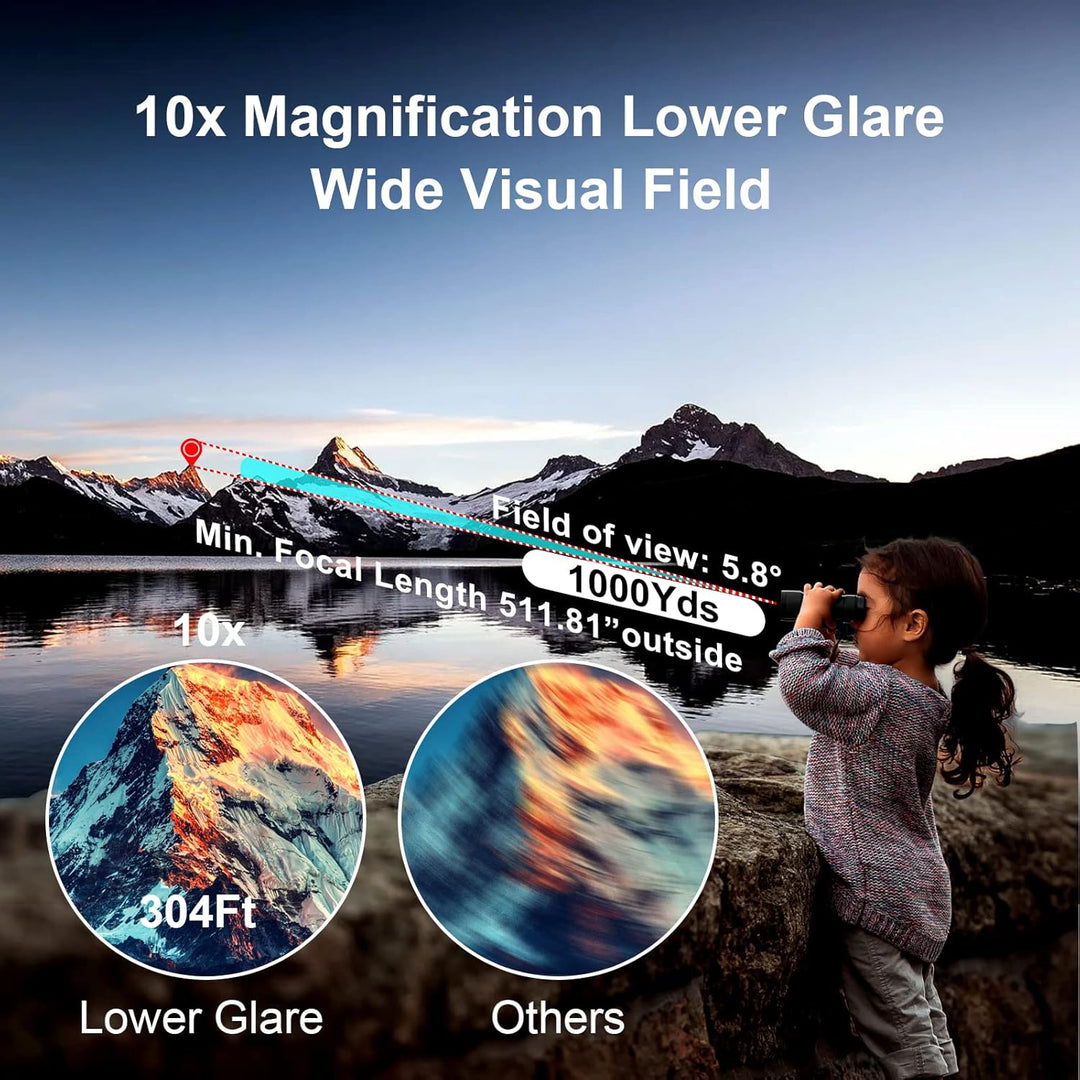 10 x 42 fokusfreies Fernglas, professionelles, leistungsstarkes HD-Grosssicht-Fernglas, mit BAK-9-Pr