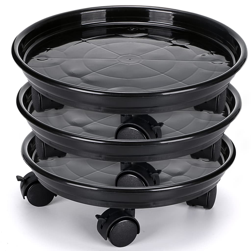 Skelang 3 Stück Blumentopfhalter mit Rädern, 30 cm, rollender Pflanzenständer, Pflanzenständer mit R