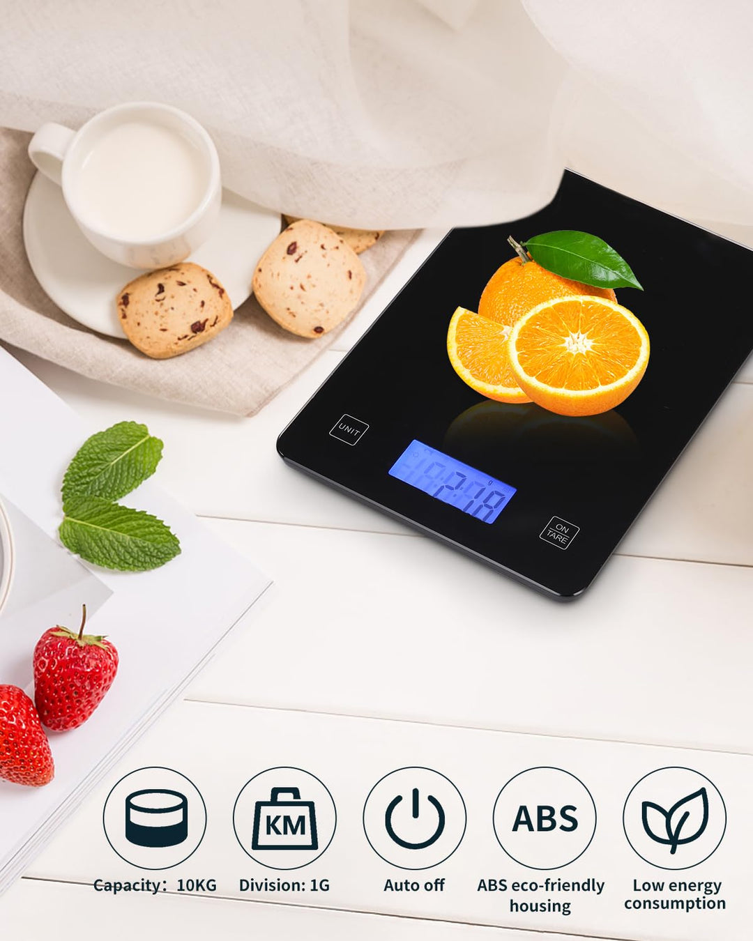 Küchenwaage,Küchenwaage Digital 10KG mit LCD Display und Tara Funktion,Multifunktions-Lebensmittelwa