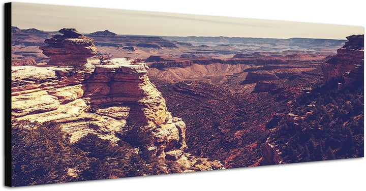 Paul Sinus Art Panoramabild auf Leinwand und Keilrahmen 150x50cm Grand Canyon Schlucht Vintage