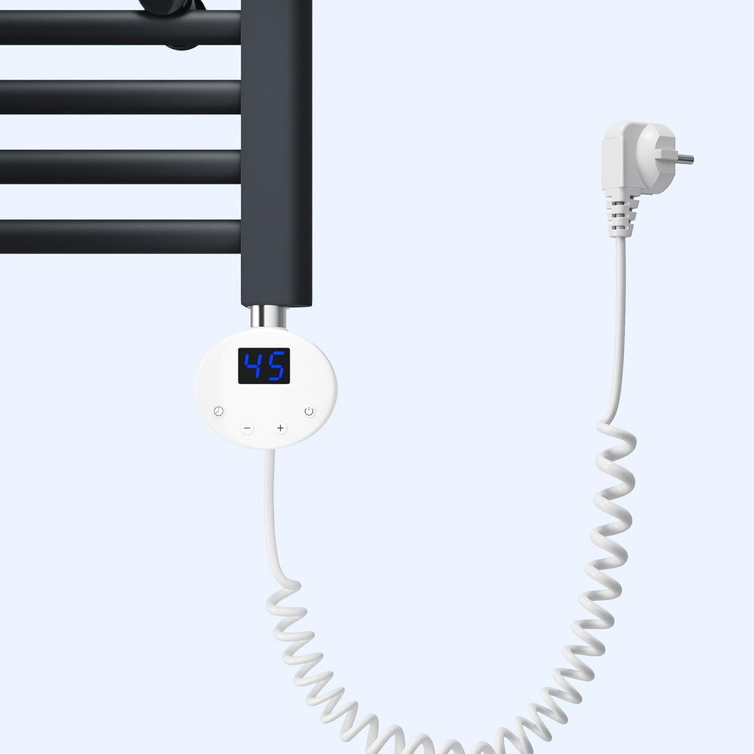 SONNI Badheizkörper Elektrisch mit Thermostat 700x500 mm Anthrazit Gebogen Handtuchtrockner Mittelan
