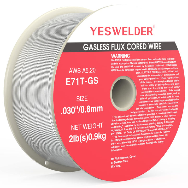 YESWELDER Flux Core Gasless Mig Wire, Mild Steel E71TGS .030-Diameter, 2-Pound Strong ABS Plastic Sp