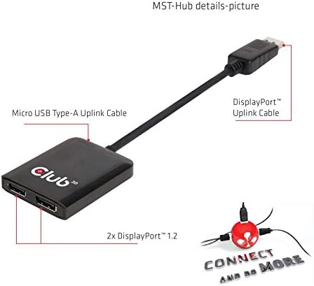 Club 3D CSV-6200 Multi Stream Transport Hub DisplayPort 1.2 Schwarz, DisplayPort 1.2