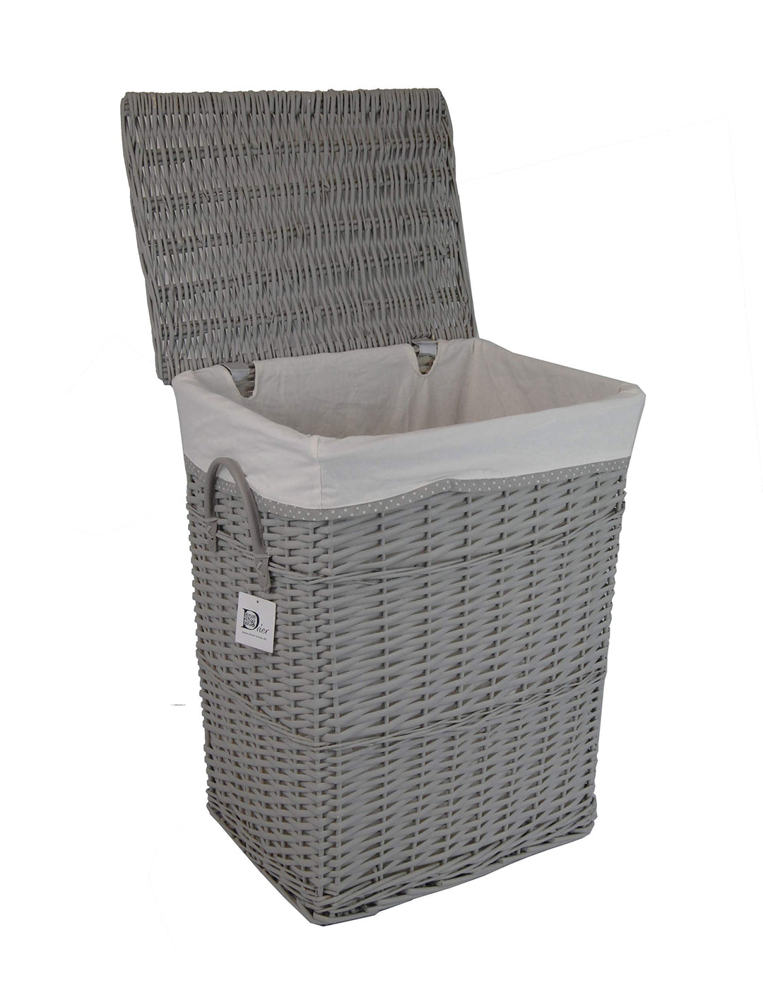 DVier Wäschekorb, weide, wasch grau, rechteckig, 48x36 h.62