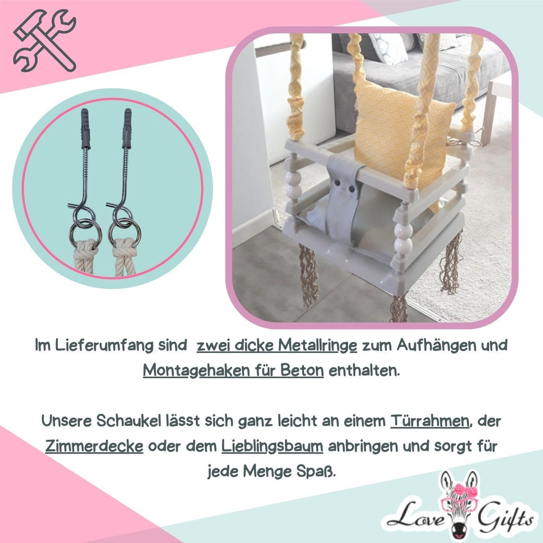 Love Gifts® Schaukelsitz Outdoor - Babyschaukel/Kinderschaukel - Schaukel für Garten, Zimmer oder Ki