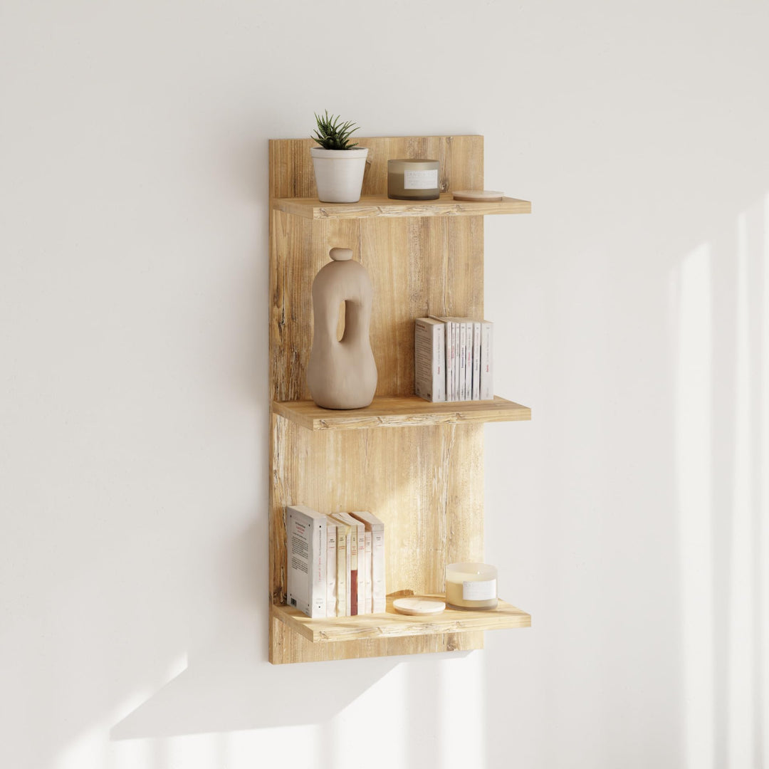 AKKE Hängeregal Wandregal - 80 x 40 cm Möbelplatte - Regal 3 Ebenen - Retro Holz, Retro Holz