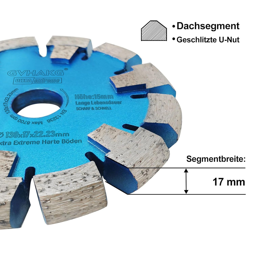 Diamant Frässcheibe 130mm, 17 mm Räumscheibe für Fussbodenheizung, Extra Extreme Harte Betonböden un