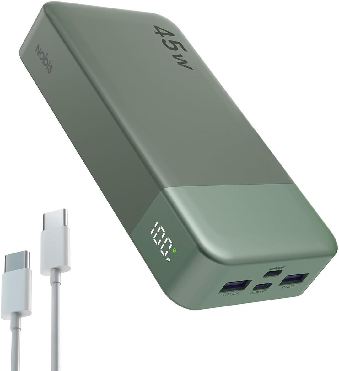 NOBIS Power Bank, Powerbank 20000mAh, 45W Externe Handyakkus Schnellladen, Externer Akku mit C zu C