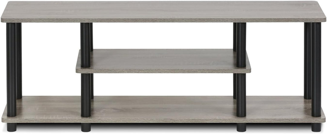 Furinno Entertainment/TV-Regal mit unterschiedlichen Ablageflächen, holz, Eiche Grau/Schwarz, 29.72