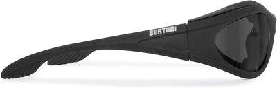 BERTONI Motorradbrille Beschlagfrei Windschutz – Matt Schwarz AF12C Bikerbrillen Graue Linsen, Graue