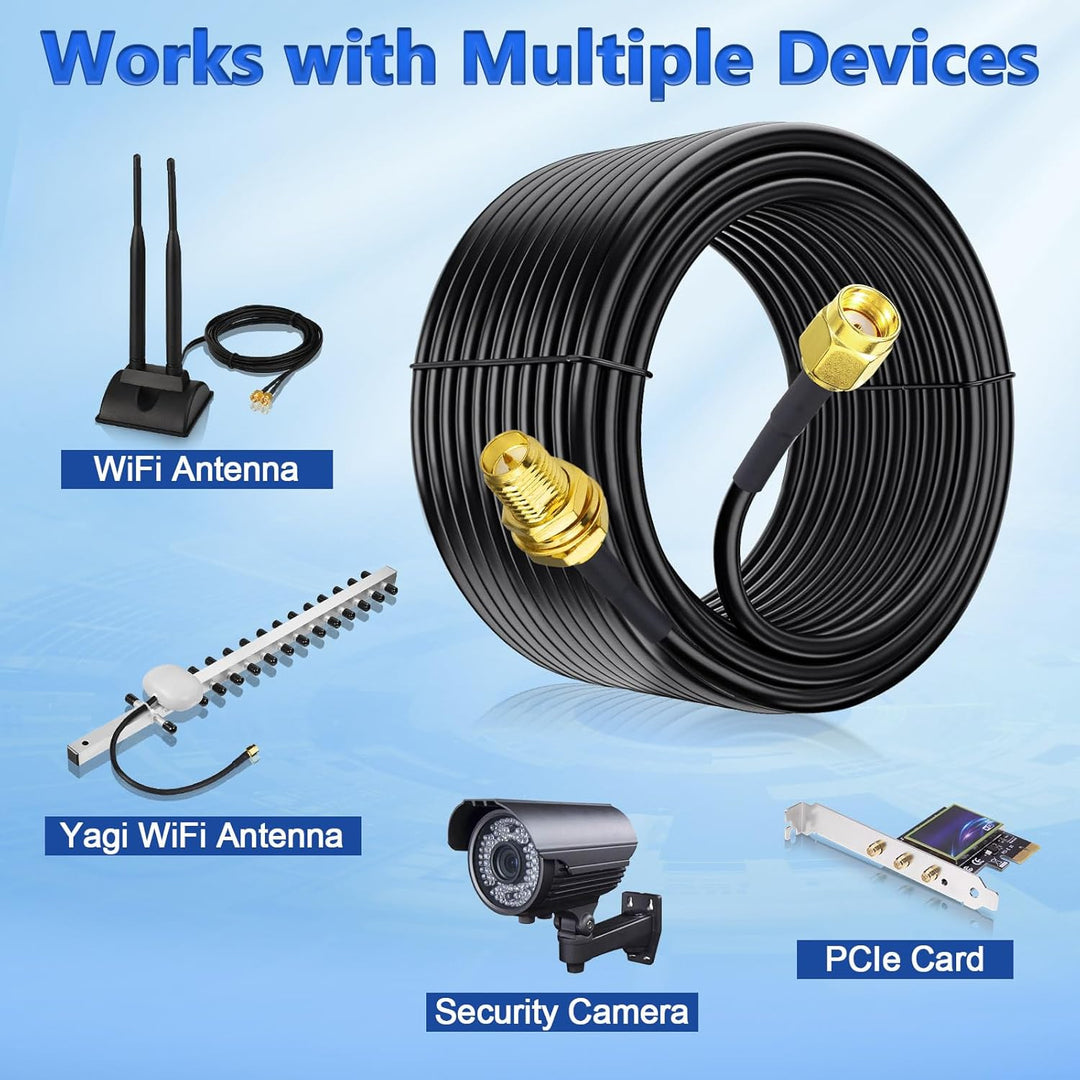 Eightwood RP-SMA Stecker auf RP-SMA Buchse Adapterkabel 5 m ALSR100 Low Loss Koaxialkabel Pigtail Ka