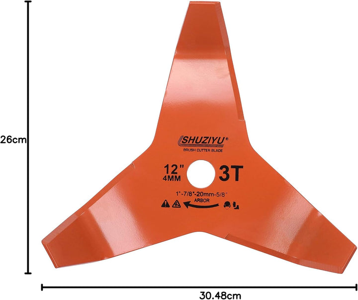 LSHUZIYU 305x4mm-3T Biege, Dorn mit Adapter 22.23-20-16mm, Mulchmesser-Klinge, Freischneiderklinge,