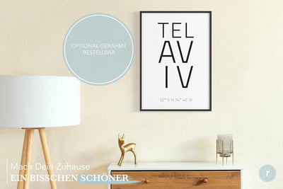 Papierschmiede® Geo Poster Koordinaten Tel Aviv, A1 Stadt Poster als Wanddeko für Wohnzimmer Schlafz