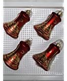 Christbaumschmuck Glocke rot matt mit Goldener Winterlandschaft 4 Stück per Box
