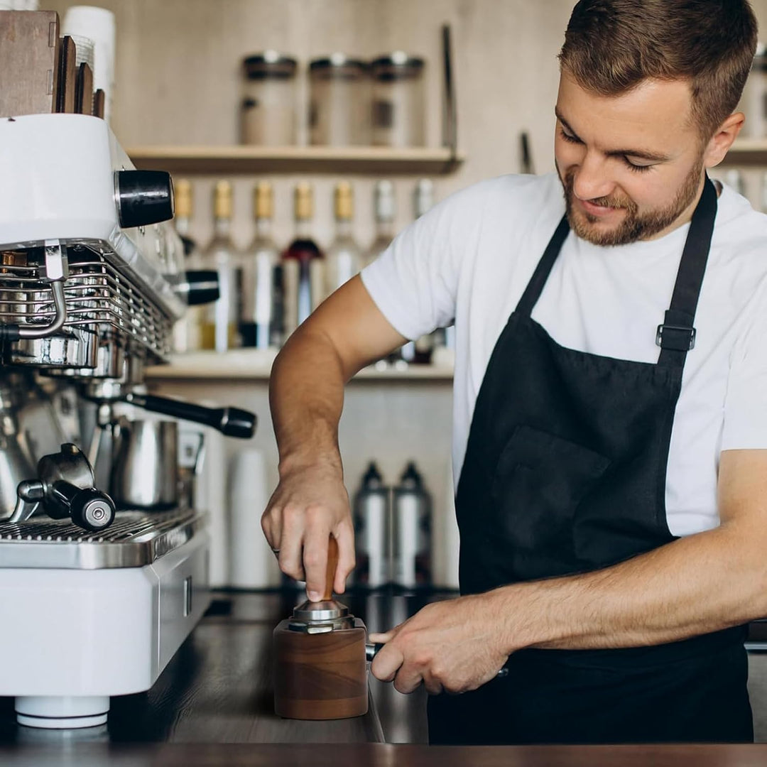 Beler Tamperstation Holz 58mm, Tamper Station aus Walnussholz für Siebträger 58 mm, Barista Espresso