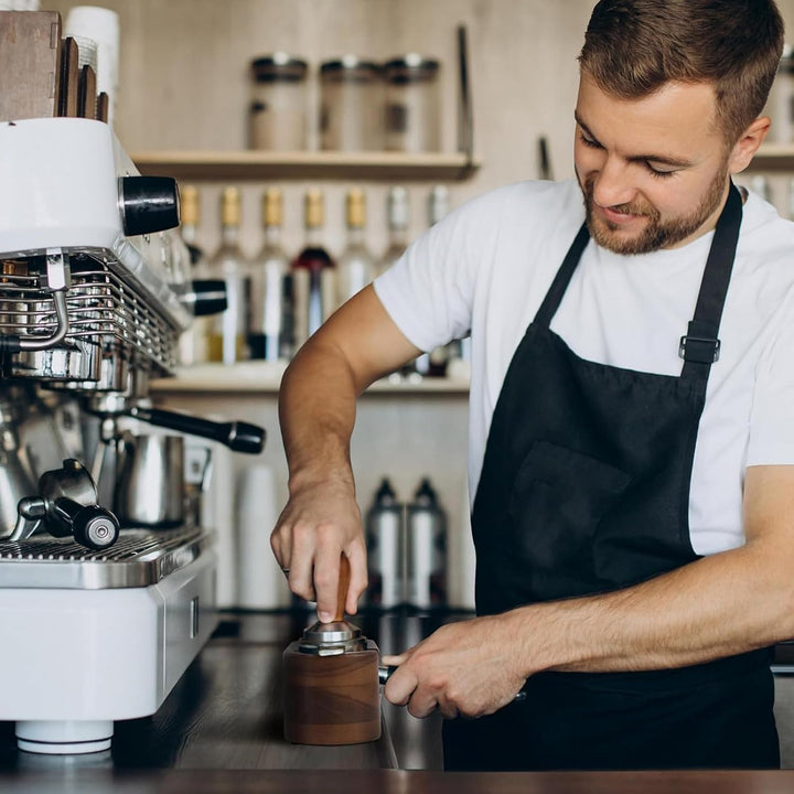 Beler Tamperstation Holz 58mm, Tamper Station aus Walnussholz für Siebträger 58 mm, Barista Espresso