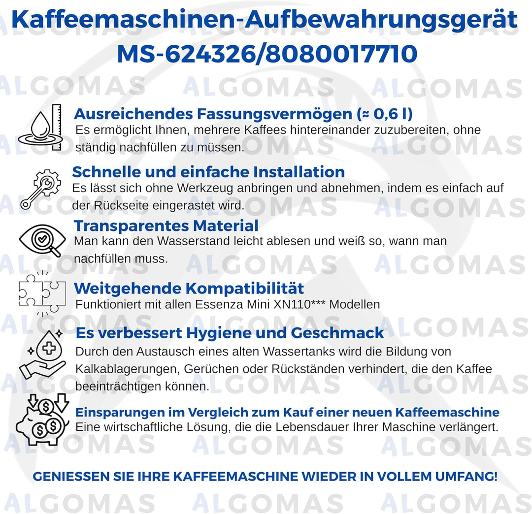 ALGOMAS® Wassertank für Nespresso Essenza Mini | kompatibel mit Modellen XN110110, XN110810, XN110B1