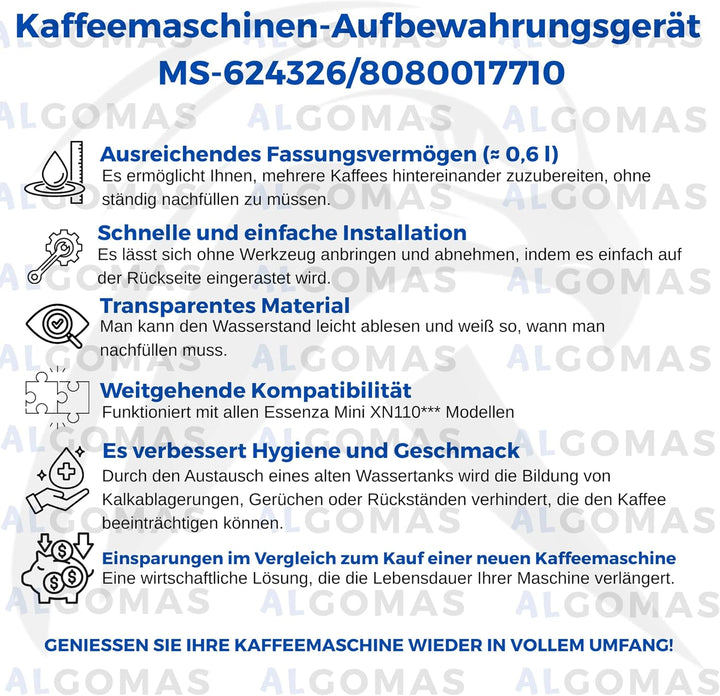 ALGOMAS® Wassertank für Nespresso Essenza Mini | kompatibel mit Modellen XN110110, XN110810, XN110B1