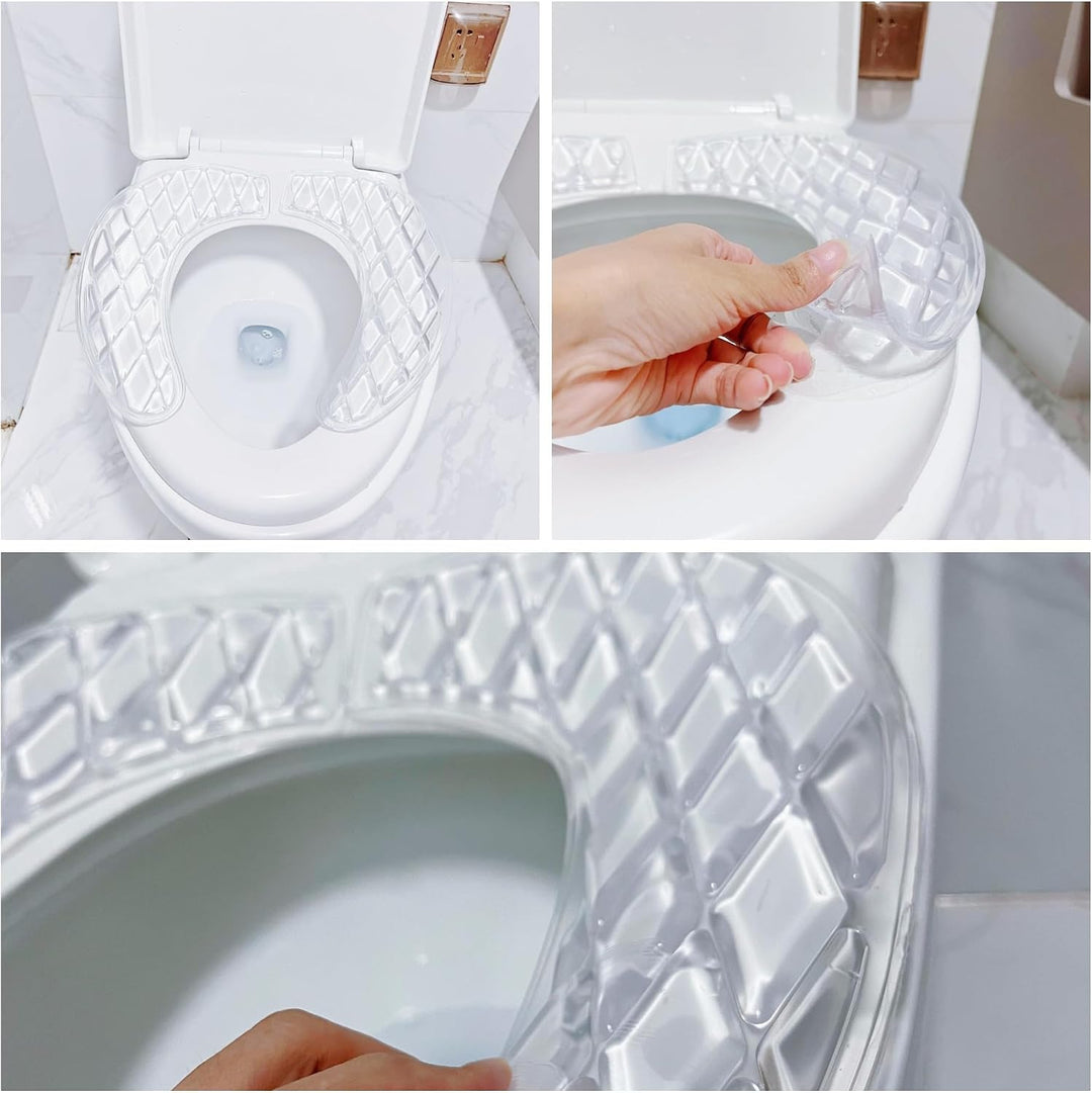 WC Sitzbezug Gel, Silikon Toilettensitz Auflage Waschbar, Selbstklebendes U-Form Toilettensitzkissen