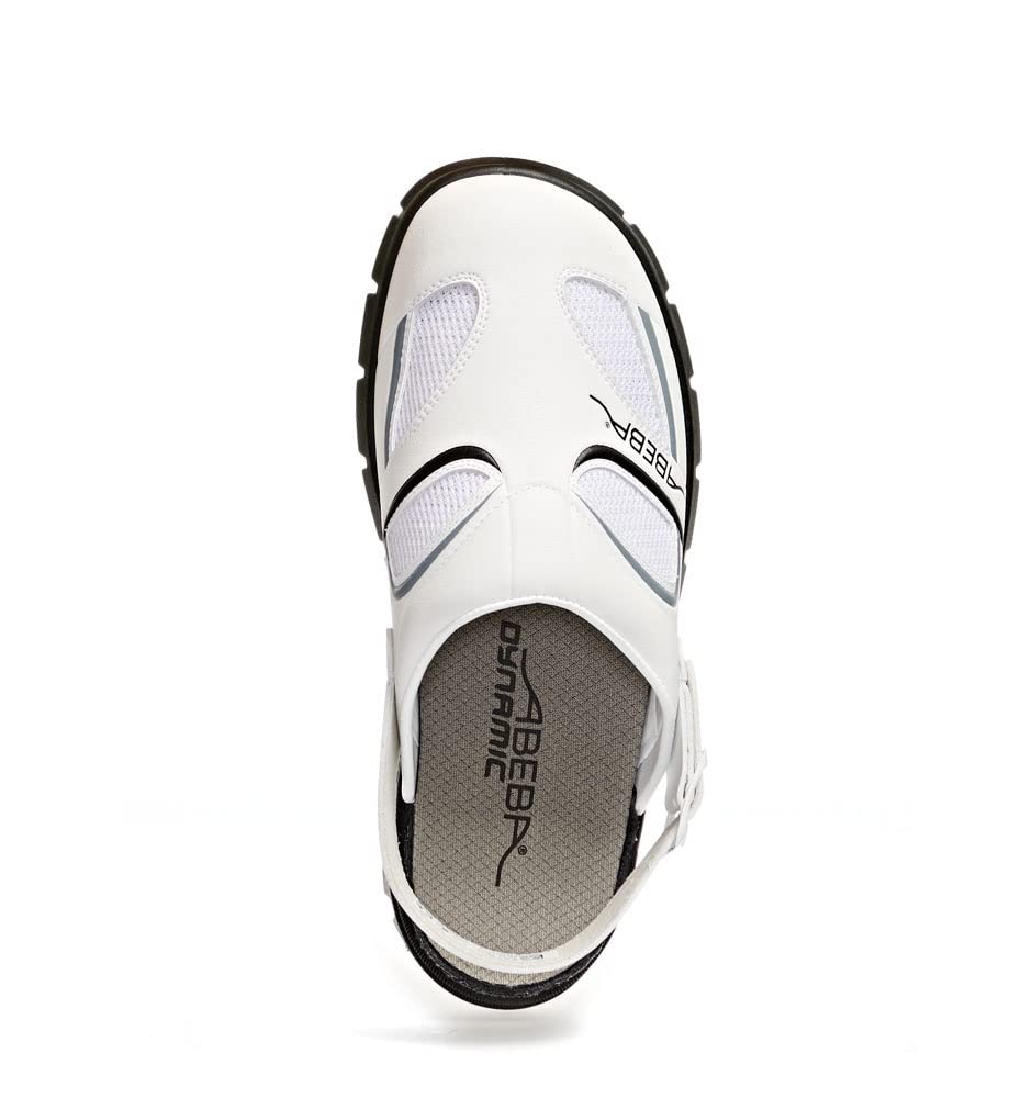 Abeba Clog 7345 - Dynamic Mikrofaser, weiss/schwarz mit atmungsaktivemTextil, zertifiziert 44 EU, 44