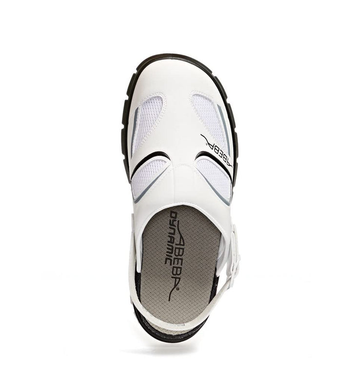 Abeba Clog 7345 - Dynamic Mikrofaser, weiss/schwarz mit atmungsaktivemTextil, zertifiziert 44 EU, 44