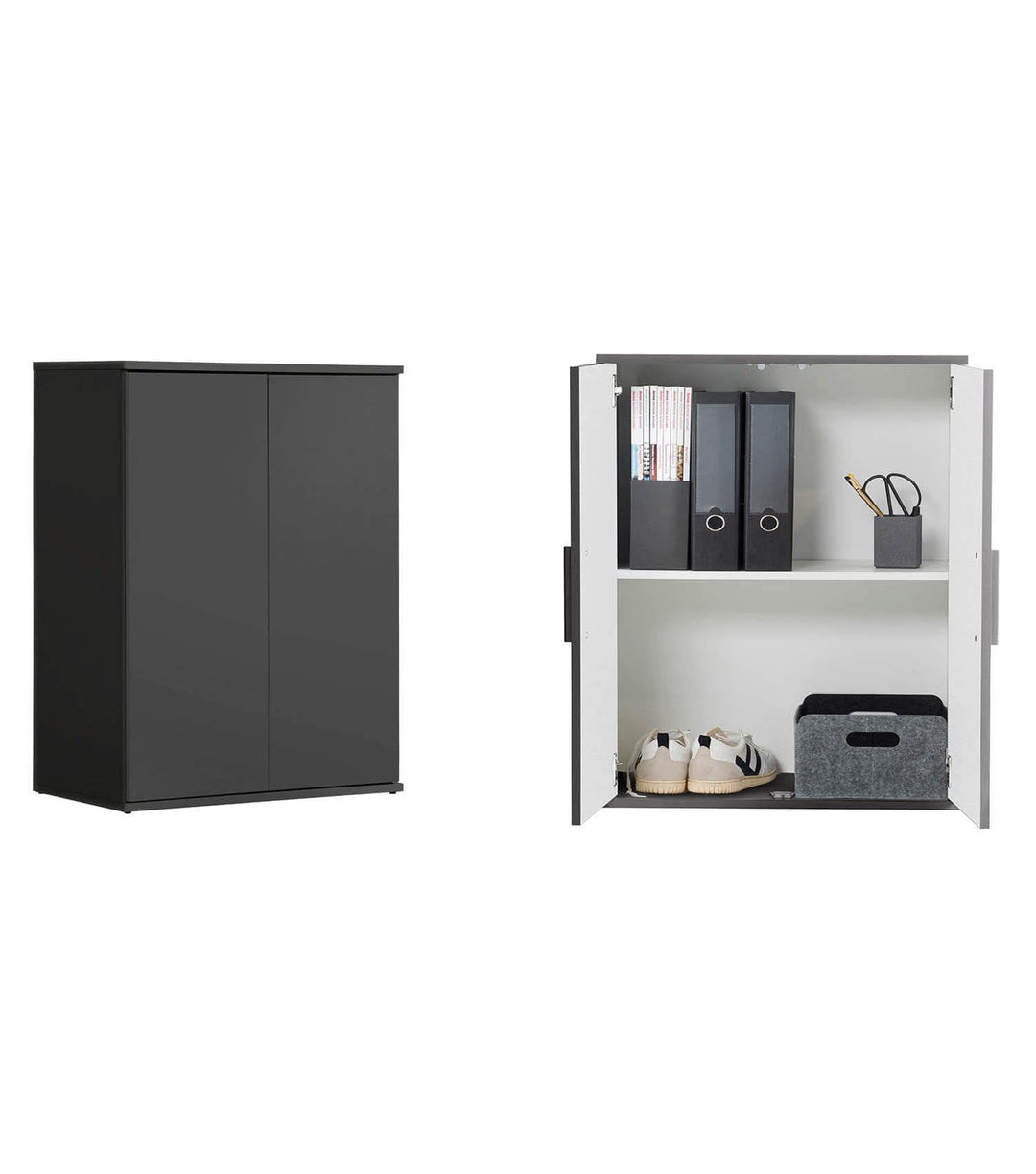 mokebo® Mehrzweckschrank 60 cm Breite 'Der Kurze', Schrank schmal, Schuhschrank in Schwarz, Aktensch