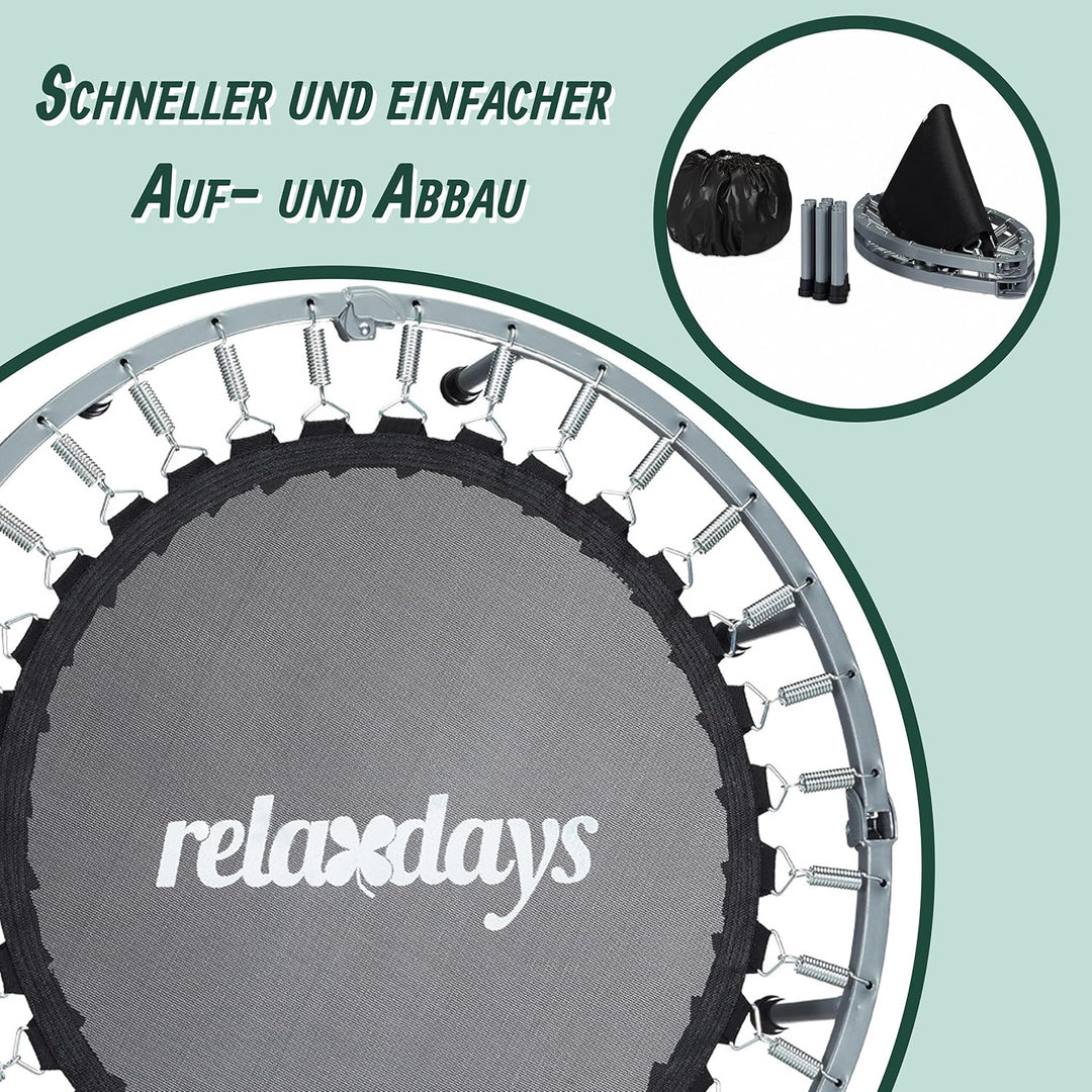 Relaxdays Indoor Trampolin, Ø 95 cm, faltbares Minitrampolin bis 100 kg, Sport & Gymnastik, Fitnesst