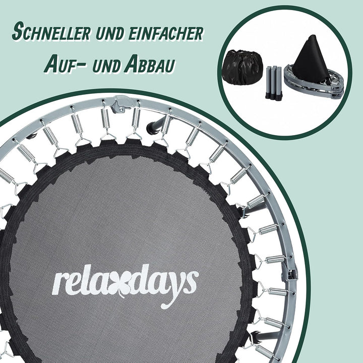 Relaxdays Indoor Trampolin, Ø 95 cm, faltbares Minitrampolin bis 100 kg, Sport & Gymnastik, Fitnesst