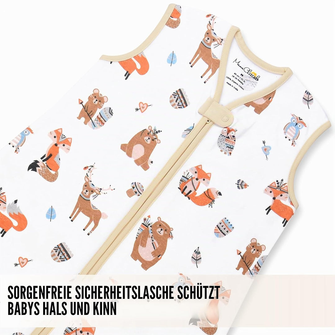 Mama Cheetah Kleinkind Schlafsack mit Füssen 3T-4T, 0,5 TOG Bio-Baumwolle Baby Wearable Decken mit B
