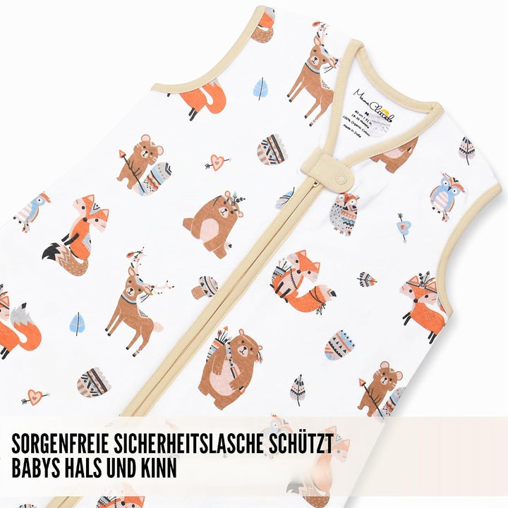 Mama Cheetah Kleinkind Schlafsack mit Füssen 3T-4T, 0,5 TOG Bio-Baumwolle Baby Wearable Decken mit B