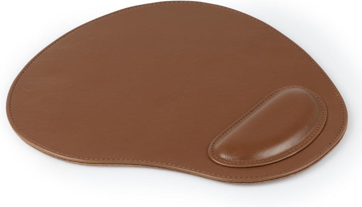 Londo Leder Oval Mouspad mit Handgelenkauflage - Rutschfesten Unterseite, Glatte Oberfläch Hellbraun