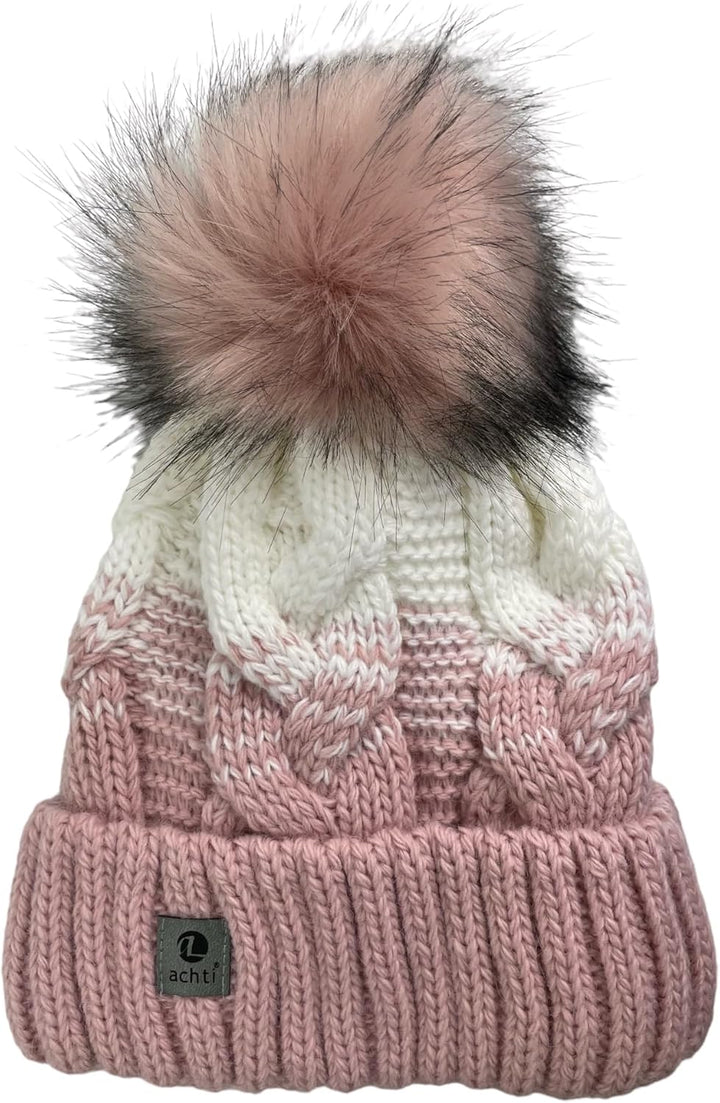 kennydoo Mütze & Schal Set achti I 2 teilig I Damen Kombi - Beanie mit grossem Bommel und Loop I kus