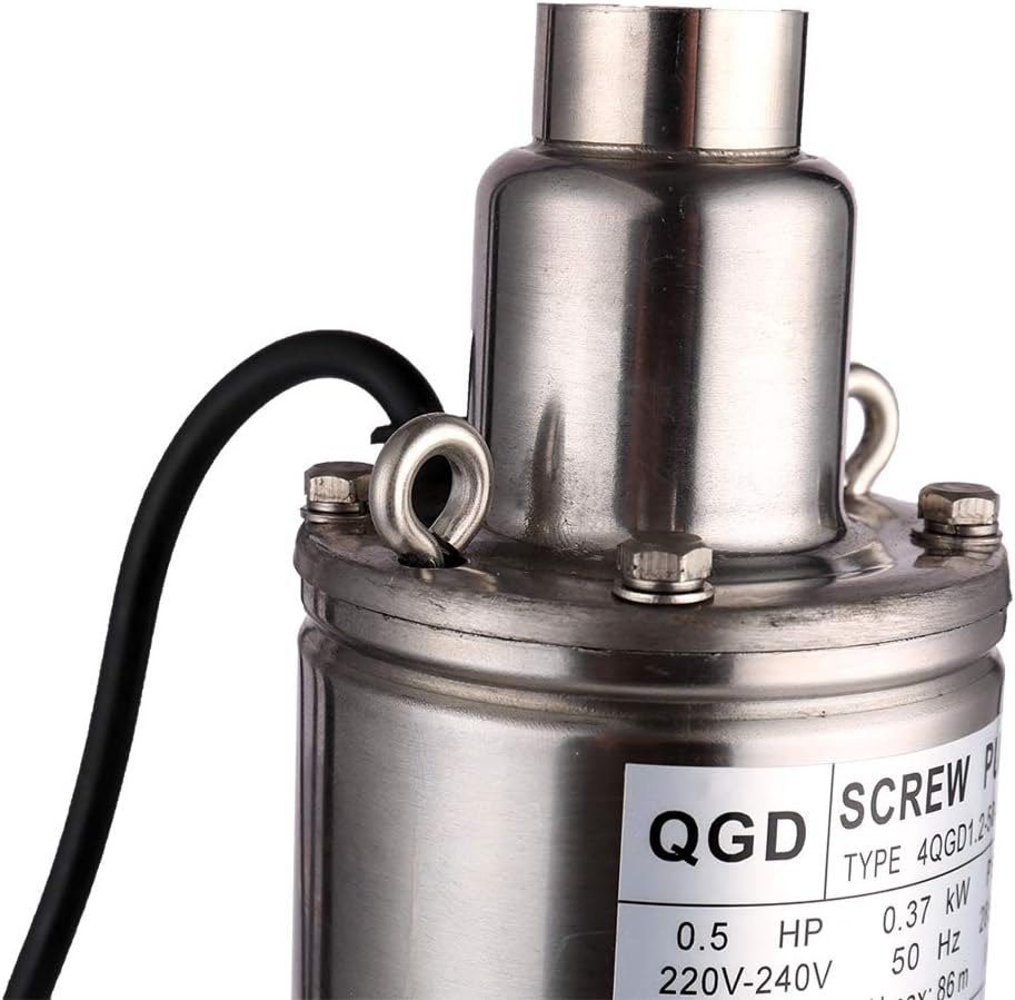 Tiefbrunnenpumpe 220V Tauchpumpe Edelstahl Tauchpumpe oder Hauswasserwerk und Garten (0.37KW 1.8m³/h