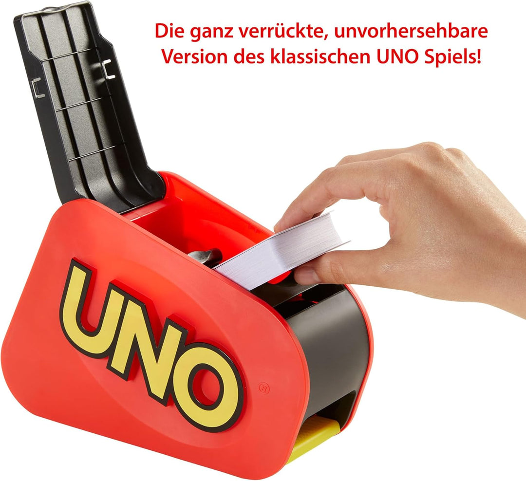 Mattel Games UNO Extreme!, Uno Kartenspiel für die Familie, mit Kartenwerfer, Perfekt als Kinderspie