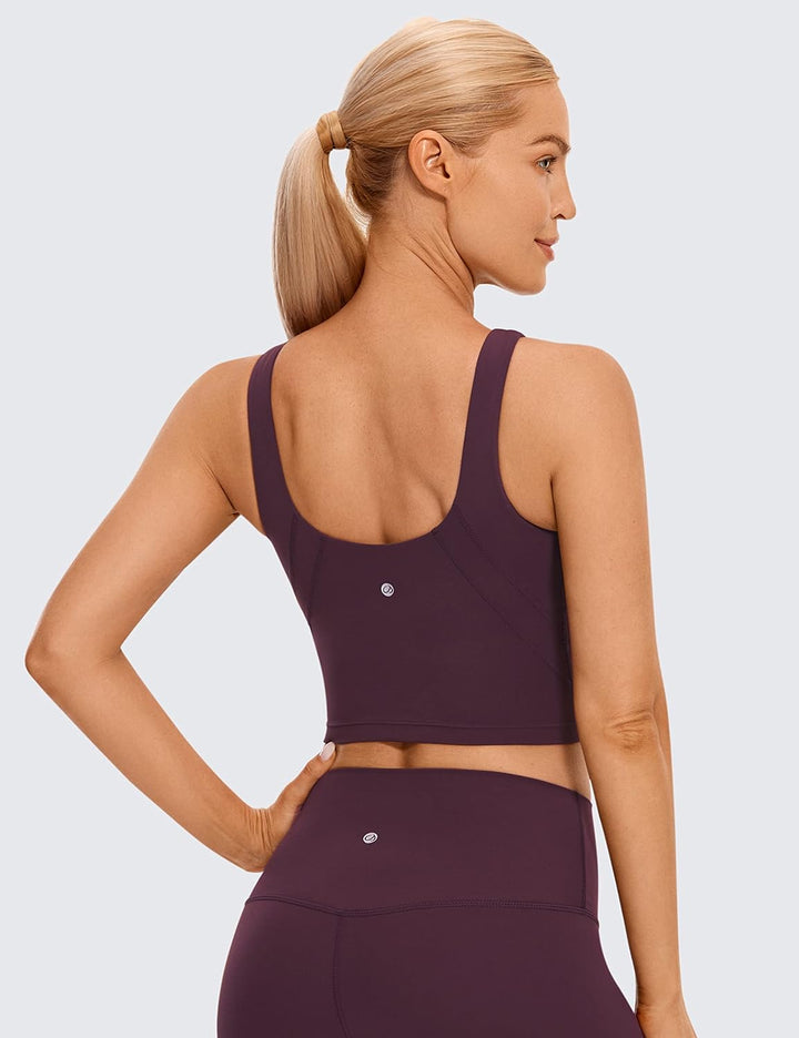 CRZ YOGA Damen Butterluxe Longline Sport BH Gepolstert Ohne Bügel Crop Top High Neck U Rücken Workou