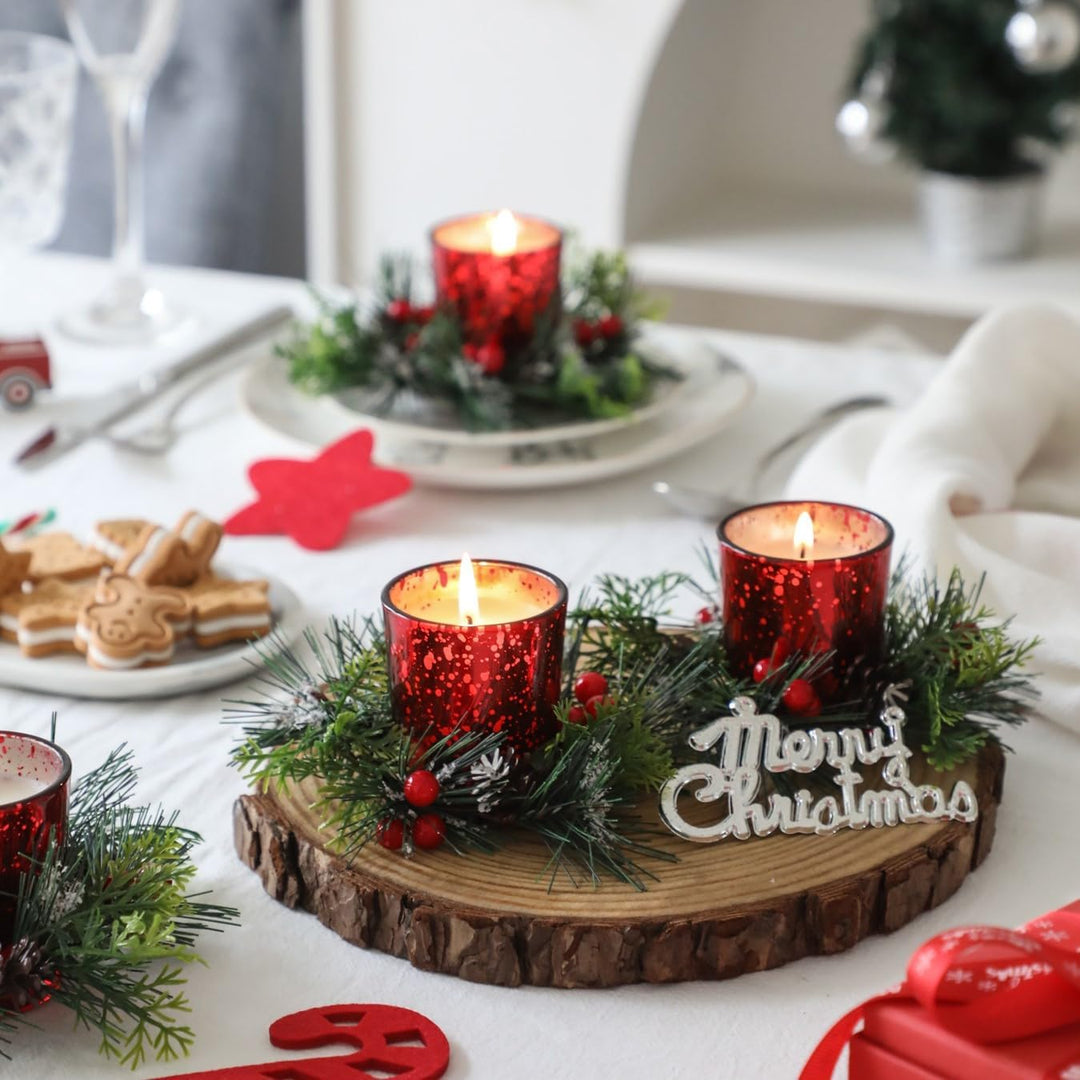 FUND AMLIGHT Weihnachten Teelichthalter Votivkerzenhalter für Tischdekoration 4-teilig, Adventskranz